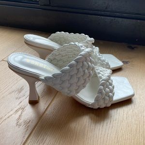 White braided sandals